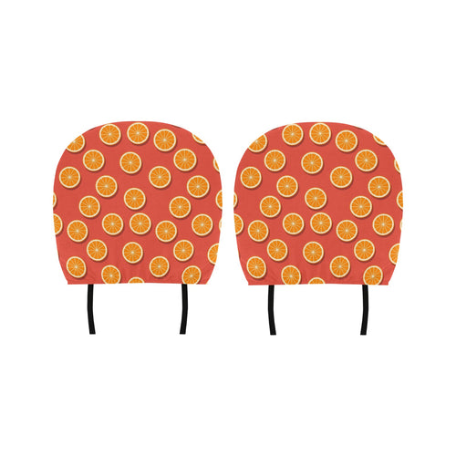 Oranges pattern red background Car Headrest Cover
