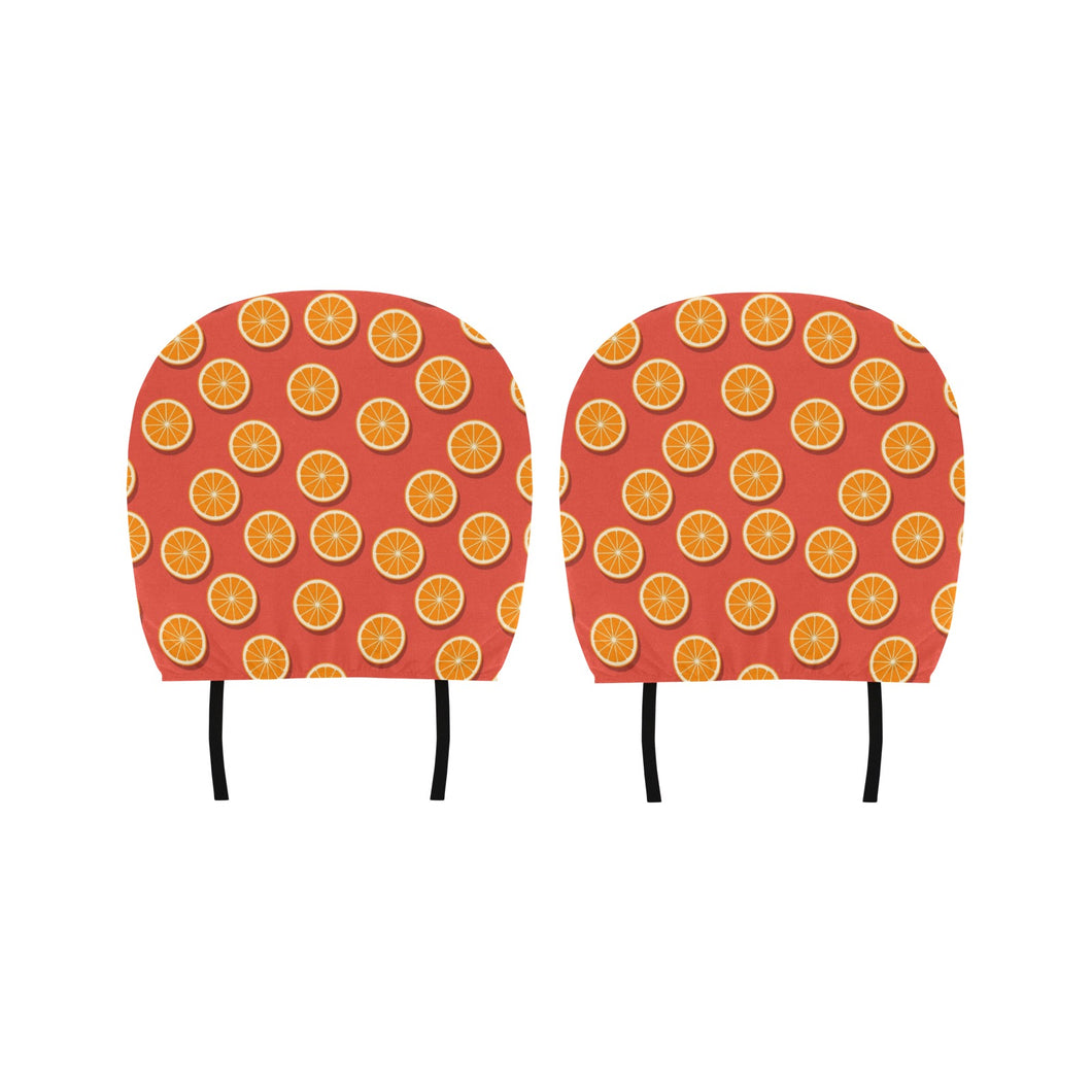 Oranges pattern red background Car Headrest Cover