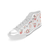 Daruma japanese wooden doll cherry blossom flower Men's High Top Canvas Shoes White