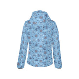 Anchors rudder compass star nautical pattern Women's Padded Hooded Jacket