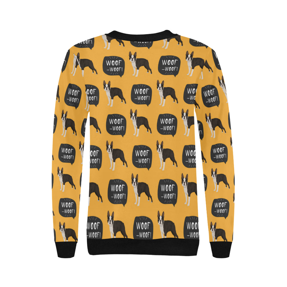 Boston terrier design pattern Women's Crew Neck Sweatshirt