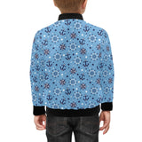 Anchors rudder compass star nautical pattern Kids' Boys' Girls' Bomber Jacket