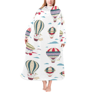 Hot air balloon pattern Blanket Robe with Sleeves