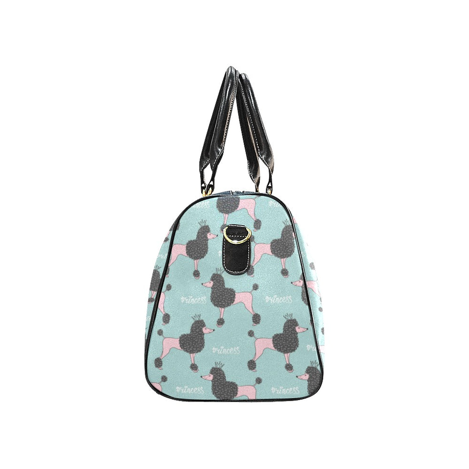 poodle dog green background Travel Bag