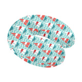 Red White sailboat wave background U-Shaped Travel Neck Pillow