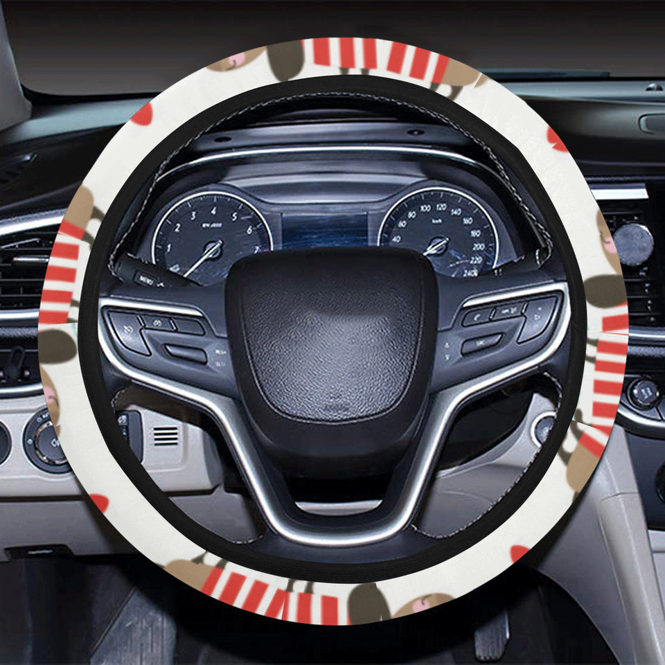 Cute dachshund bone pattern Car Steering Wheel Cover