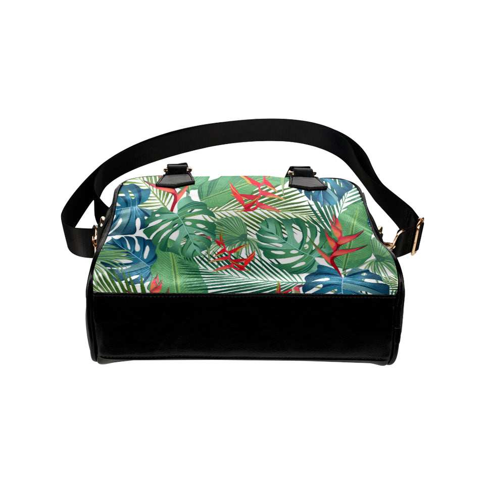 heliconia palm and monstera  leaves pattern Shoulder Handbag