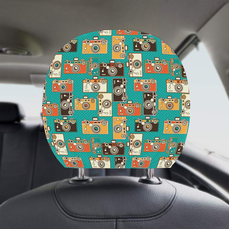 Camera Pattern Print Design 03 Car Headrest Cover