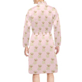 Golden Retriever Pattern Print Design 02 Men's Long Sleeve Belted Night Robe