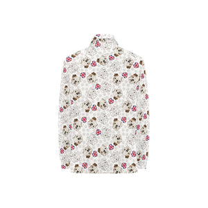 English Bulldog Pattern Print Design 01 Women's Long Sleeve Polo Shirt