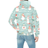 Cute snowman pattern Men's Padded Hooded Jacket