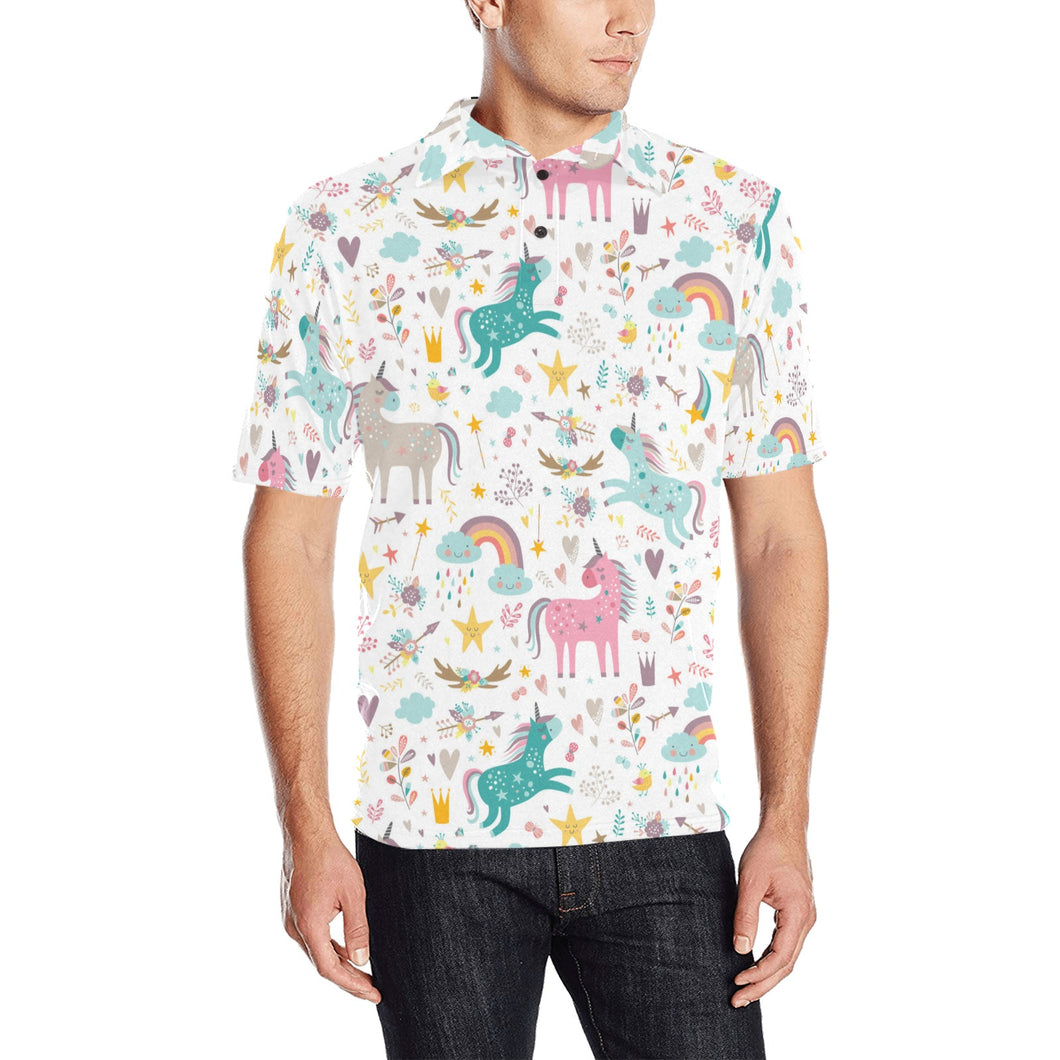 Colorful unicorn pattern Men's All Over Print Polo Shirt
