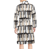 Piano Pattern Print Design 04 Men's Long Sleeve Belted Night Robe