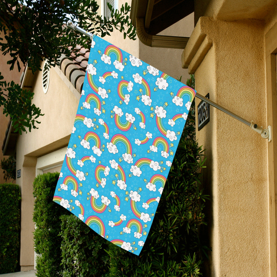 Rainbows Sky Clouds Pattern House Flag Garden Flag