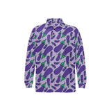Eggplant Pattern Print Design 03 Men's Long Sleeve Polo Shirt