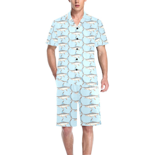 Swordfish Pattern Print Design 01 Men's V-Neck Short Pajama Set
