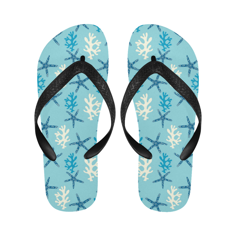 Blue starfish coral reef pattern Unisex Flip Flops