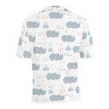 cute rhino heart pattern Men's All Over Print Polo Shirt