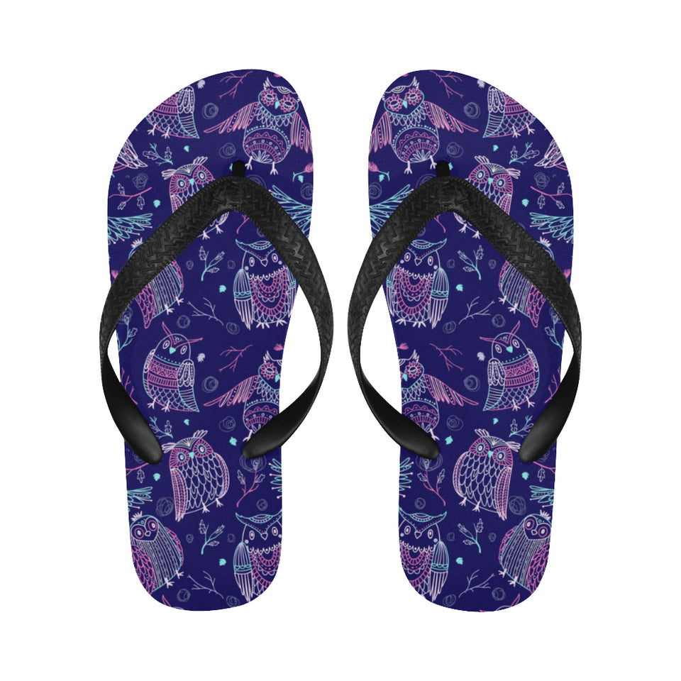 Cute owls pattern boho style ornament Unisex Flip Flops