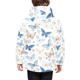 blue butterfly pattern Kids' Boys' Girls' Padded Hooded Jacket