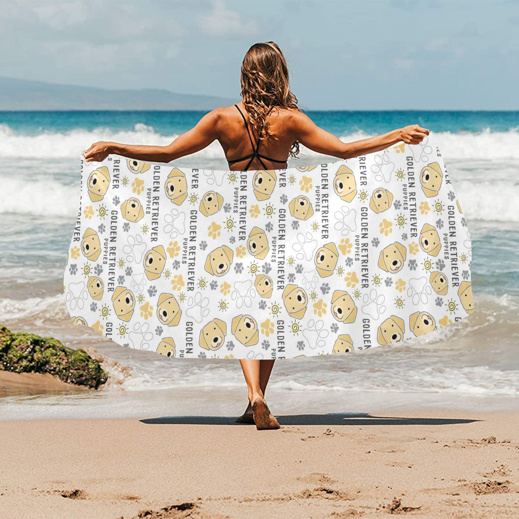 Golden Retriever Pattern Print Design 04 Beach Towel
