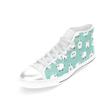 Cute sheep green background Women's High Top Canvas Shoes White