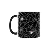 Spider web design pattern Black background white c Morphing Mug Heat Changing Mug