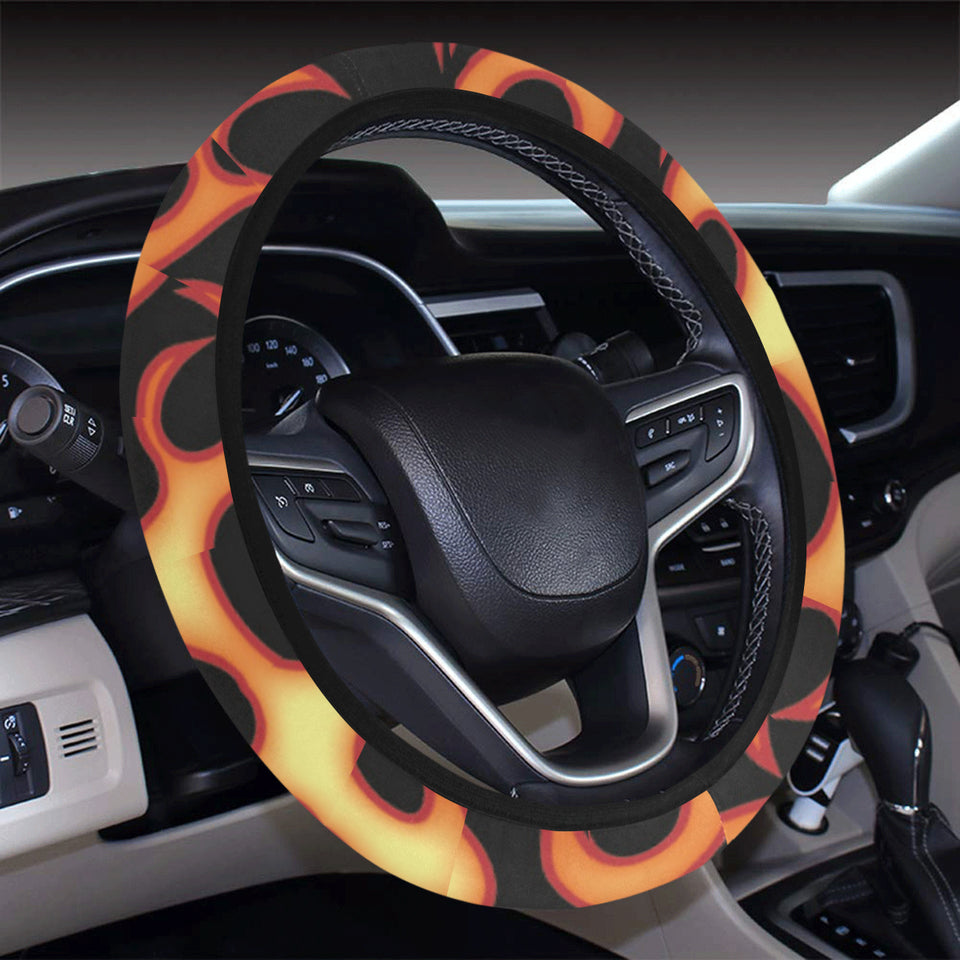 Fire flame dark pattern Car Steering Wheel Cover