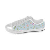 Watercolor Tulips pattern Men's Low Top Shoes White