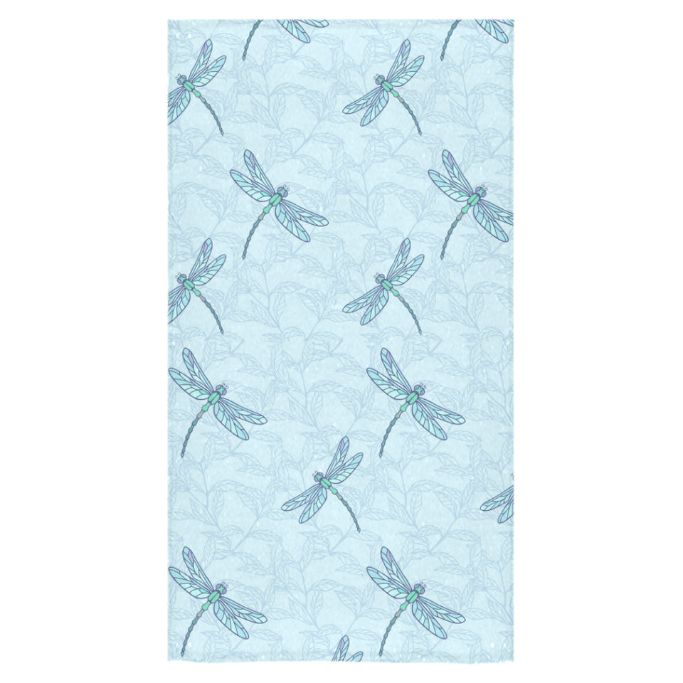 Dragonfly pattern blue background Bath Towel