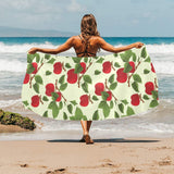 Red apples leaves pattern Beach Towel