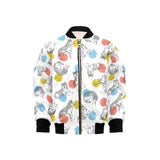 Siberian husky and colorful circle pattern Kids' Boys' Girls' Bomber Jacket
