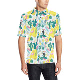 Cute parrot toucan flamingo cactus exotic leaves p Men's All Over Print Polo Shirt