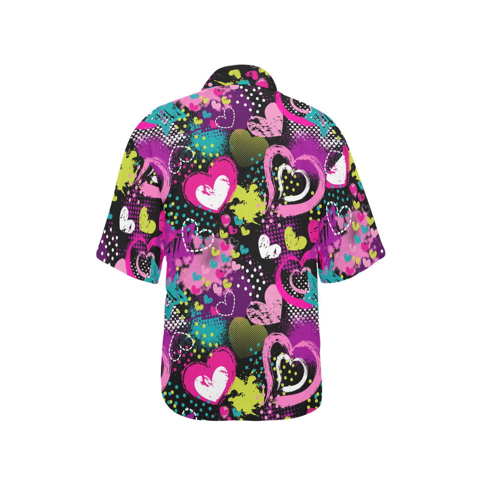 heart dot wave star creative design pattern Women's All Over Print Hawaiian Shirt