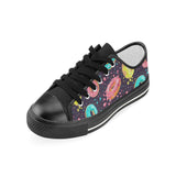 Colorful donut glaze pattern Kids' Boys' Girls' Low Top Canvas Shoes Black