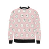Clock pattern pink blackground Men's Crew Neck Sweatshirt