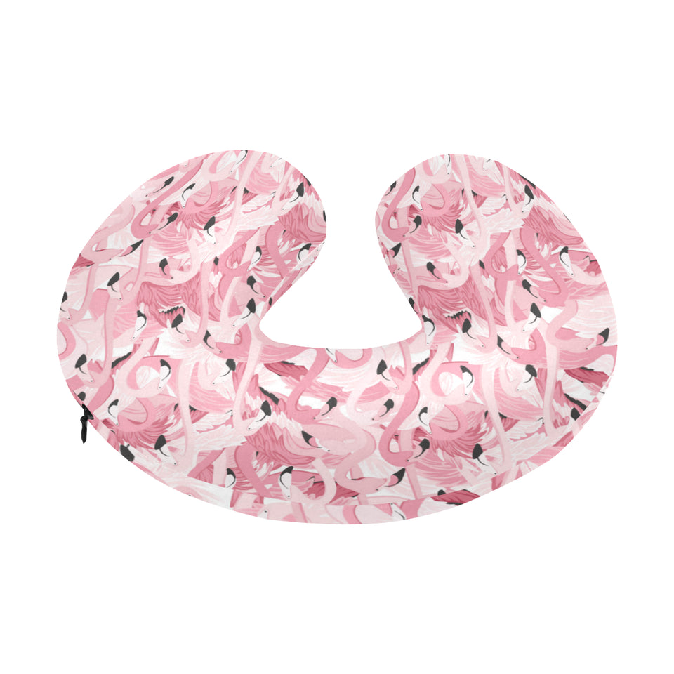 Pink flamingos pattern background U-Shaped Travel Neck Pillow