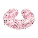 Pink flamingos pattern background U-Shaped Travel Neck Pillow