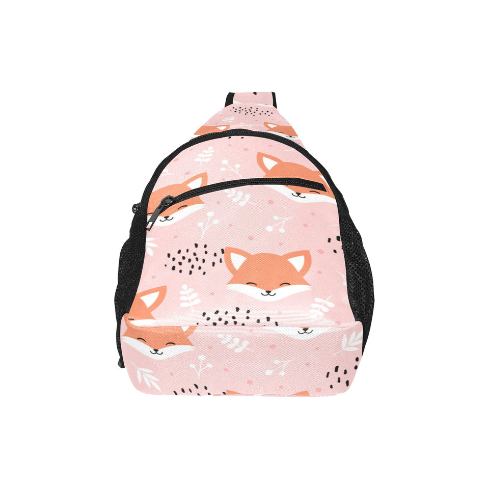 Cute fox pattern pink background All Over Print Chest Bag