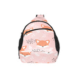Cute fox pattern pink background All Over Print Chest Bag