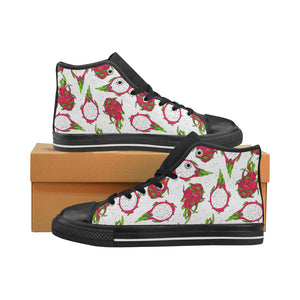 dragon fruits white background Women's High Top Canvas Shoes Black