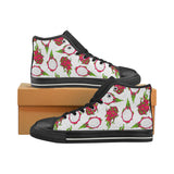 dragon fruits white background Women's High Top Canvas Shoes Black