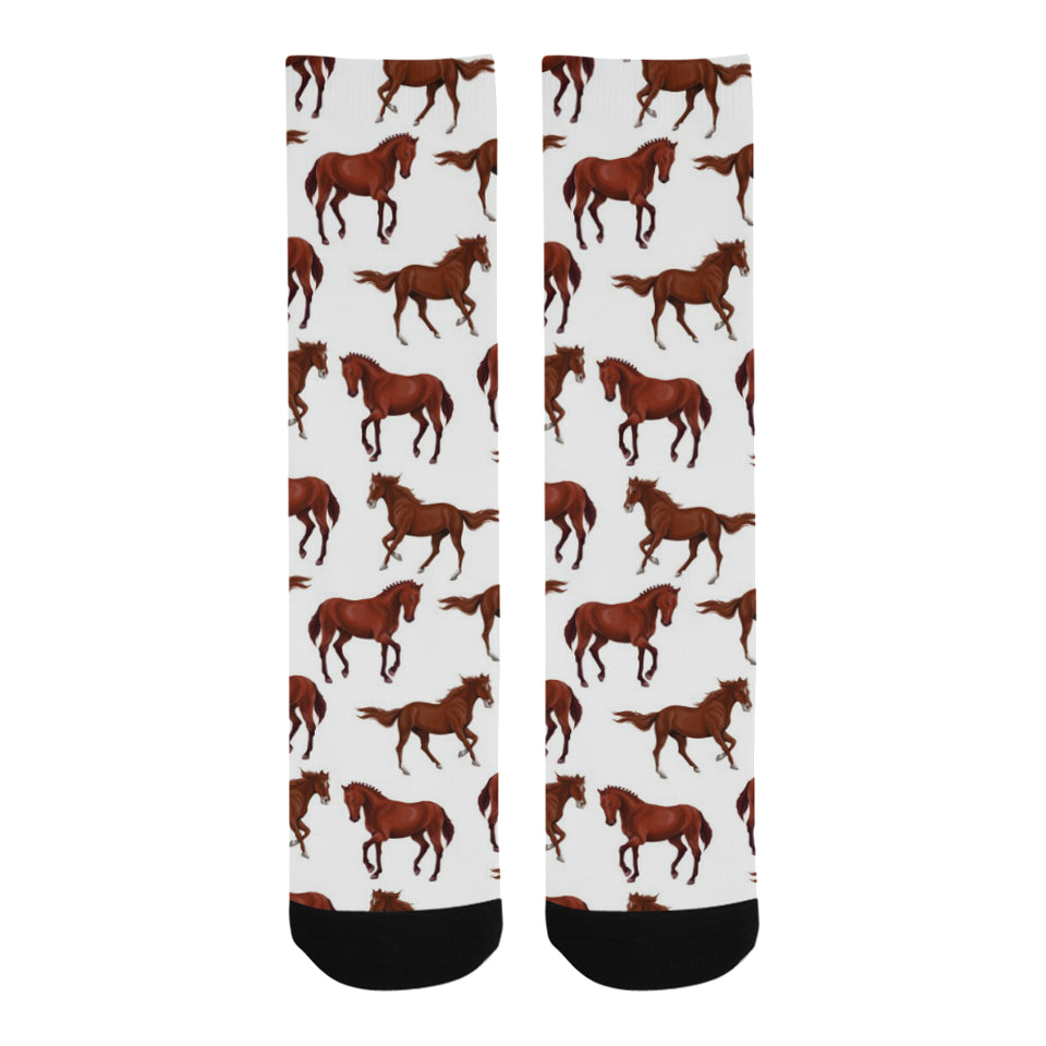 Horses running pattern background Crew Socks
