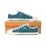 Snowflake pattern dark background Women's Low Top Canvas Shoes White