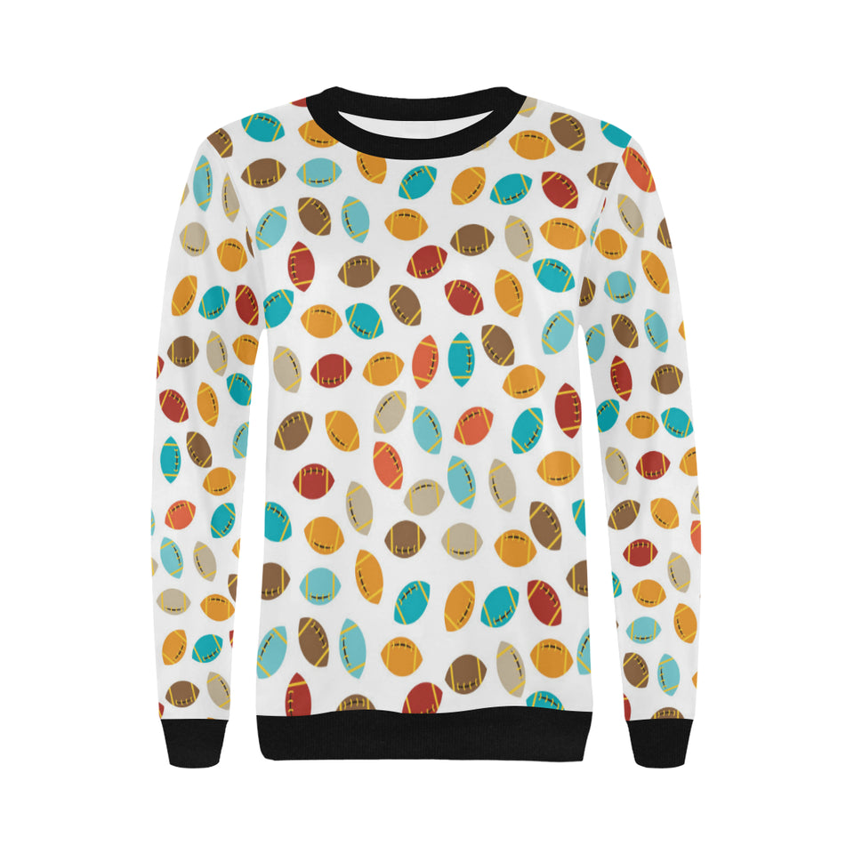Colorful american football ball pattern Women's Crew Neck Sweatshirt