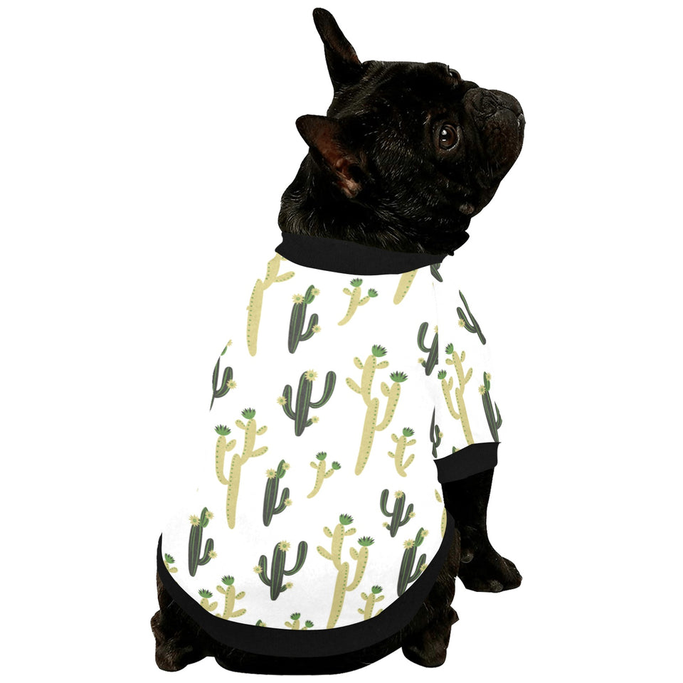 Cute cactus pattern All Over Print Pet Dog Round Neck Fuzzy Shirt