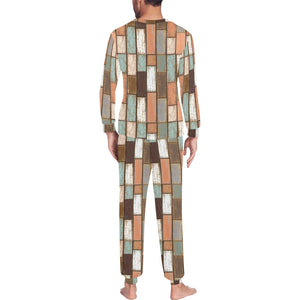 Wood Printed Pattern Print Design 02 Men's All Over Print Pajama