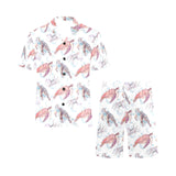 Watercolor sea turtle jellyfish pattern Men's V-Neck Short Pajama Set