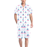 Sailboat anchor pattern Men's V-Neck Short Pajama Set