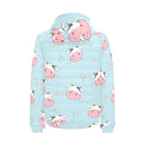 Cute cow flower pattern Men's Padded Hooded Jacket